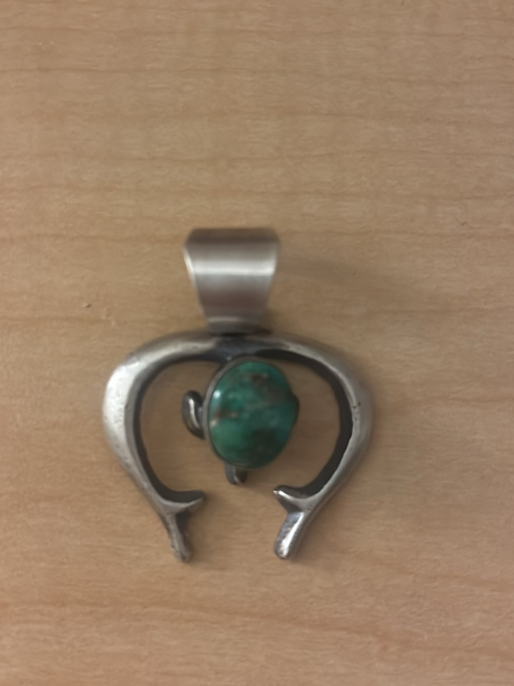 Sterling Silver Turquoise Naja Pendant - Green Stone